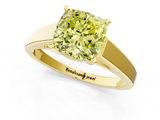 Yellow gold Fancy Yellow Cushion  Solitaire Engagement Ring with Four-Prong Setting and Tapered Band_4