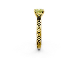 Yellow gold Fancy Yellow Cushion  Solitaire Engagement Ring with Scrollwork Band and Four-Prong Setting_149