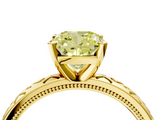 Yellow gold Fancy Yellow Cushion  Solitaire Engagement Ring with Scrollwork Band and Four-Prong Setting_151