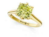 Yellow gold Fancy Yellow Cushion  Solitaire Engagement Ring with Six-Prong Setting and Classic Band 3
