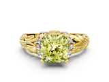 Yellow gold Fancy Yellow Cushion  Solitaire Filigree Engagement Ring with Halo and Prong Setting_50