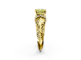 Yellow gold Fancy Yellow Cushion  Solitaire Filigree Engagement Ring with Halo and Prong Setting_52