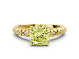 Yellow gold Fancy Yellow Cushion  Solitaire Floral Milgrain Engagement Ring_52