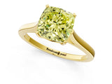 Yellow gold Fancy Yellow Cushion  Solitaire Heart Prong Engagement Ring with Tapered Band_56
