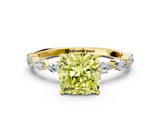 Yellow gold Fancy Yellow Cushion  Solitaire Marquise Side Stone Prong Setting Ring_44