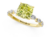 Yellow gold Fancy Yellow Cushion  Solitaire Marquise Side Stone Prong Setting Ring_45