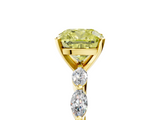 Yellow gold Fancy Yellow Cushion  Solitaire Marquise Side Stone Prong Setting Ring_49