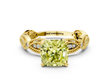 Yellow gold Fancy Yellow Cushion  Solitaire Milgrain Diamond Engagement Ring with Bezel and Marquise Band_67
