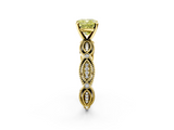Yellow gold Fancy Yellow Cushion  Solitaire Milgrain Diamond Engagement Ring with Bezel and Marquise Band_69