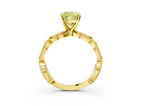Yellow gold Fancy Yellow Cushion  Solitaire Milgrain Diamond Engagement Ring with Bezel and Marquise Band_70