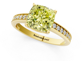 Yellow gold Fancy Yellow Cushion  Solitaire Pavé Band Prong Setting Ring_21