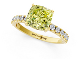 Yellow gold Fancy Yellow Cushion  Solitaire Pavé Band with Four-Prong Setting_156