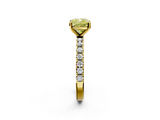 Yellow gold Fancy Yellow Cushion  Solitaire Pavé Band with Four-Prong Setting_157