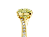 Yellow gold Fancy Yellow Cushion  Solitaire Pavé Band with Four-Prong Setting_49
