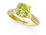Yellow gold Fancy Yellow Cushion  Solitaire Pavé Diamond Engagement Ring with Four-Prong Setting_151