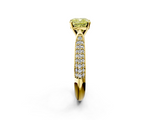 Yellow gold Fancy Yellow Cushion  Solitaire Pavé Diamond Engagement Ring with Four-Prong Setting_152