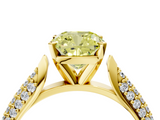 Yellow gold Fancy Yellow Cushion  Solitaire Pavé Diamond Engagement Ring with Four-Prong Setting_154