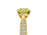 Yellow gold Fancy Yellow Cushion  Solitaire Pavé Diamond Engagement Ring with Four-Prong Setting_155