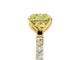 Yellow gold Fancy Yellow Cushion  Solitaire Pavé Diamond Engagement Ring with Four-Prong Setting_44