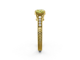 Yellow gold Fancy Yellow Cushion  Solitaire Pavé Diamond Milgrain Engagement Ring with Four-Prong Setting_5