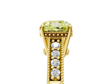 Yellow gold Fancy Yellow Cushion  Solitaire Pavé Diamond Milgrain Engagement Ring with Four-Prong Setting_8
