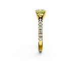 Yellow gold Fancy Yellow Cushion  Solitaire Pave Diamond Engagement Ring with Four-Prong Setting_311
