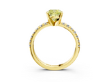 Yellow gold Fancy Yellow Cushion  Solitaire Pave Diamond Engagement Ring with Four-Prong Setting_312