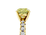 Yellow gold Fancy Yellow Cushion  Solitaire Pave Diamond Engagement Ring with Four-Prong Setting_314