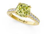 Yellow gold Fancy Yellow Cushion  Solitaire Pave Diamond Engagement Ring with Prong Setting_21