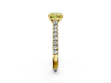 Yellow gold Fancy Yellow Cushion  Solitaire Pave Diamond Engagement Ring with Prong Setting_22