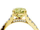 Yellow gold Fancy Yellow Cushion  Solitaire Pave Diamond Engagement Ring with Prong Setting_24