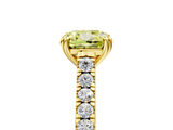 Yellow gold Fancy Yellow Cushion  Solitaire Pave Diamond Engagement Ring with Prong Setting_25