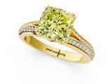 Yellow gold Fancy Yellow Cushion  Solitaire Pave Split Shank Engagement Ring with Six-Prong Setting_38
