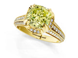 Yellow gold Fancy Yellow Cushion  Solitaire Pave Split Shank Ring with Four-Prong Setting_106