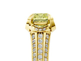 Yellow gold Fancy Yellow Cushion  Solitaire Pave Split Shank Ring with Four-Prong Setting_110