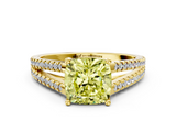 Yellow gold Fancy Yellow Cushion  Solitaire Split Shank Pavé Diamond Engagement Ring_371