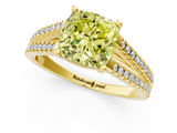 Yellow gold Fancy Yellow Cushion  Solitaire Split Shank Pavé Diamond Engagement Ring_372