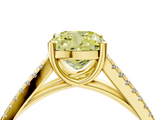 Yellow gold Fancy Yellow Cushion  Solitaire Split Shank Pavé Diamond Engagement Ring_375