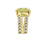 Yellow gold Fancy Yellow Cushion  Solitaire Split Shank Pavé Diamond Engagement Ring_376