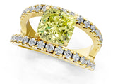 Yellow gold Fancy Yellow Cushion  Solitaire Split Shank Pave Diamond Ring_49