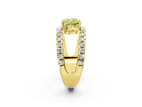 Yellow gold Fancy Yellow Cushion  Solitaire Split Shank Pave Diamond Ring_50