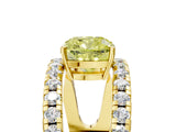 Yellow gold Fancy Yellow Cushion  Solitaire Split Shank Pave Diamond Ring_53