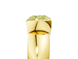 Yellow gold Fancy Yellow Cushion  Solitaire Tension Set Diamond Ring with Wide Band_25