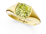 Yellow gold Fancy Yellow Cushion  Solitaire Tension Set Diamond Ring_21