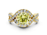 Yellow gold Fancy Yellow Cushion  Solitaire Twist Band Pavé Diamond Engagement Ring_56