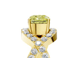 Yellow gold Fancy Yellow Cushion  Solitaire Twist Band Pavé Diamond Engagement Ring_61