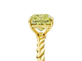 Yellow gold Fancy Yellow Cushion  Solitaire Twist Band Ring with Four-Prong Setting_85