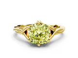Yellow gold Fancy Yellow Cushion  Solitaire Twist Band Six-Prong Setting 1