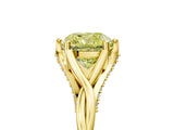 Yellow gold Fancy Yellow Cushion  Solitaire Twist Band Six-Prong Setting