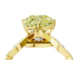 Yellow gold Fancy Yellow Cushion  Solitaire Twist Band with Leaf Prong Setting 5